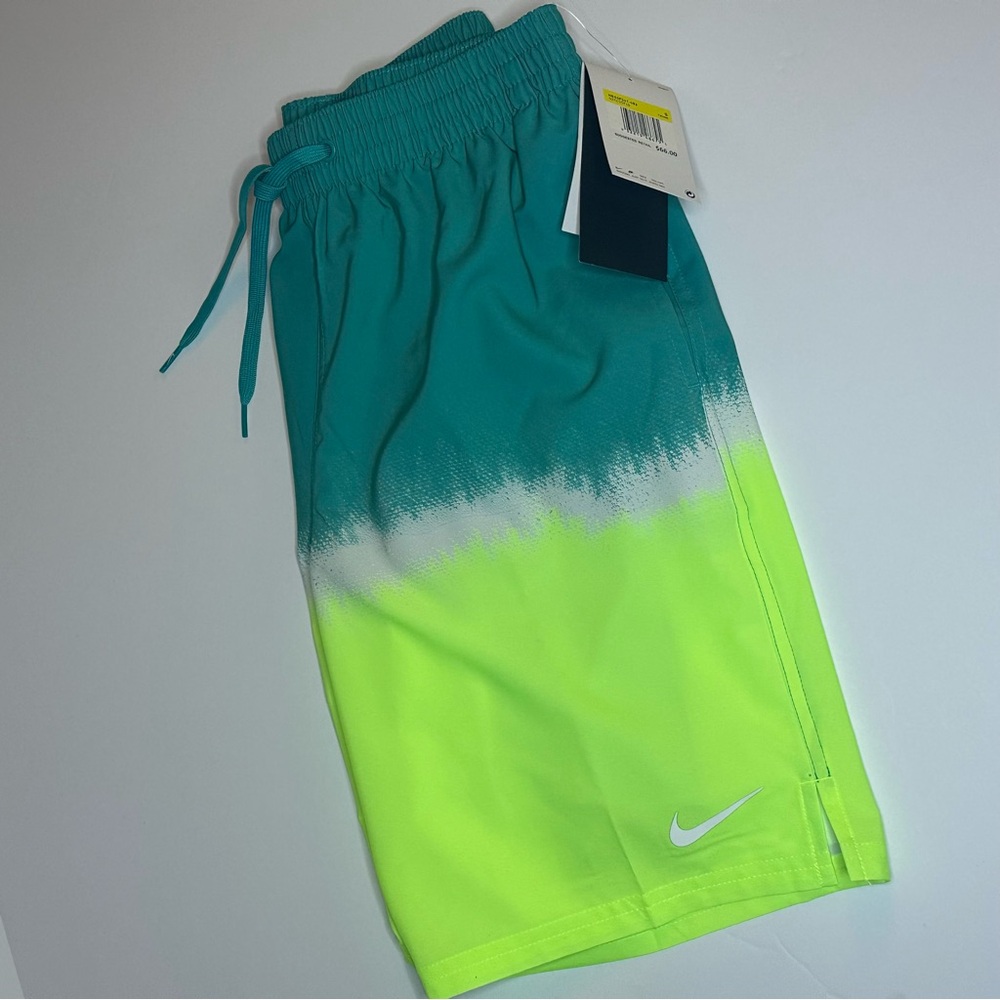 Nike Turquoise and Neon Green Swim Shorts